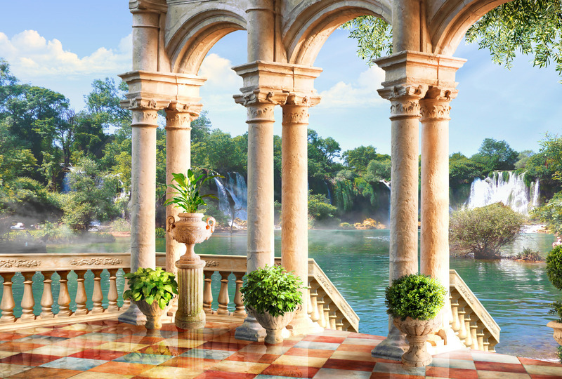 Терраса с видом на водопад