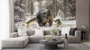 Атака волков на медведя