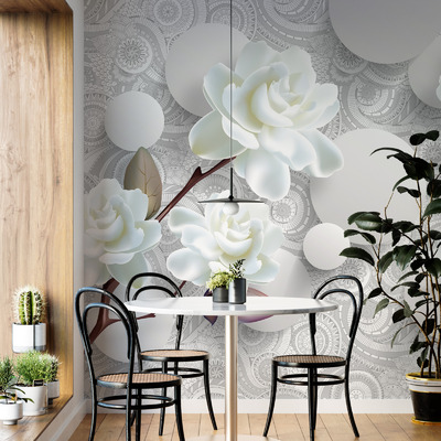 Белые розы на кружевном фоне