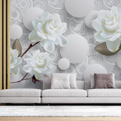 Белые розы на кружевном фоне