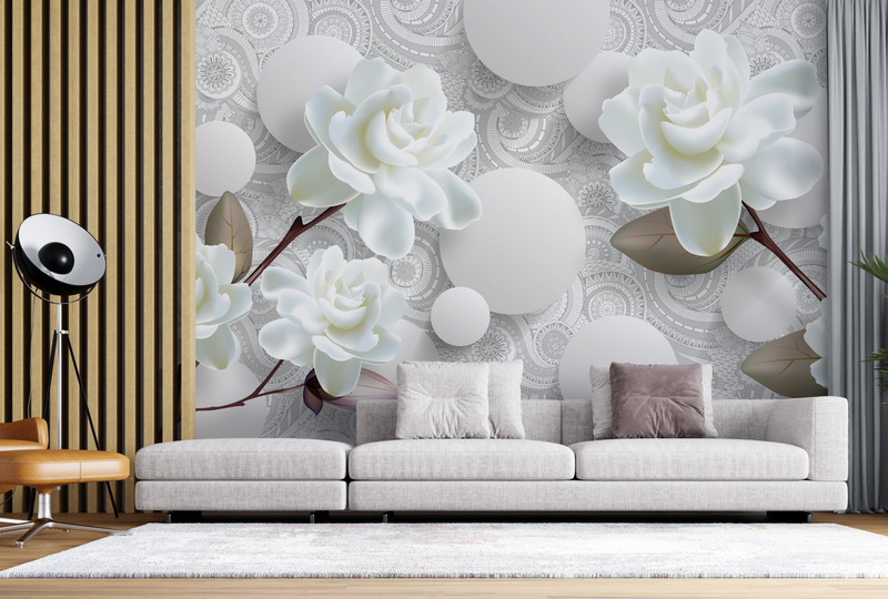 Белые розы на кружевном фоне