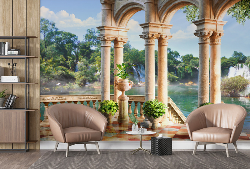 Терраса с видом на водопад