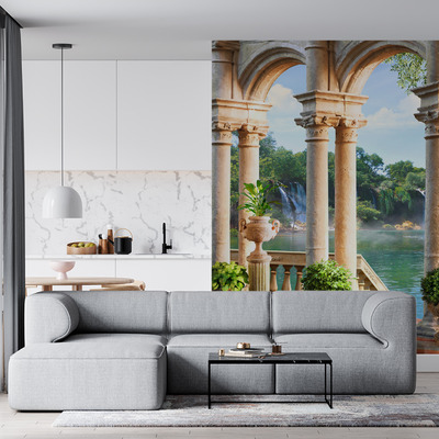 Терраса с видом на водопад