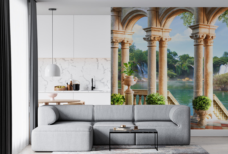 Терраса с видом на водопад