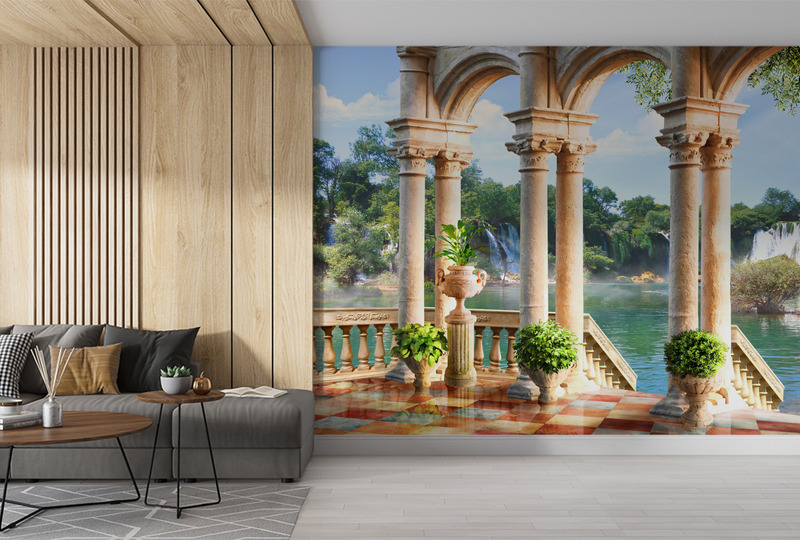 Терраса с видом на водопад