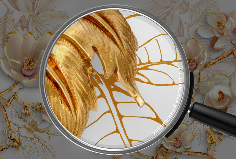 Цветочные узоры в золотом обрамлении