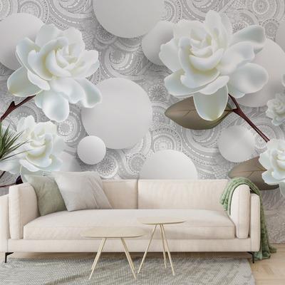 Белые розы на кружевном фоне