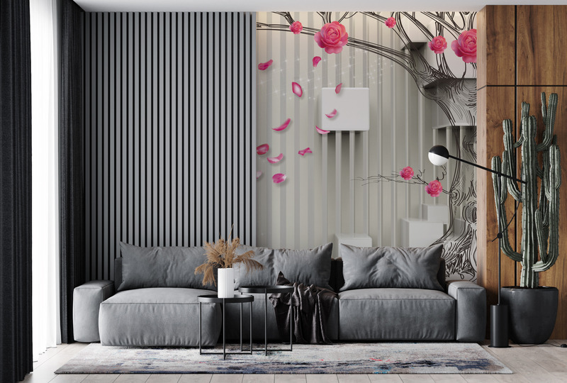 Розовый сад в 3D